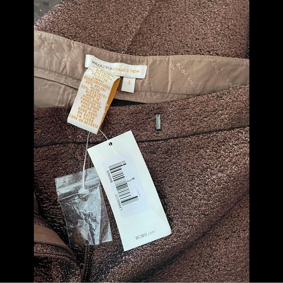 NWT BCBG MAXAZRIA Bronze Metallic Brown Pants 4 S XS - Picture 7 of 7